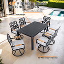 Outdoor Patio Furniture Dining Set With Sunbrella Fabric, Rectangular Table With Umbrella Hole