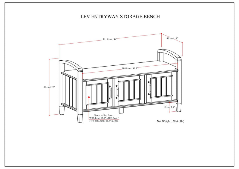 Lev - Entryway Storage Bench - Smoky Brown