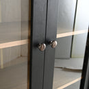 Vintage Display Cabinet With Double Glass Doors, Traditional Style For Collectibles, Ash Wood Veneer, 73.25" Tall - Black / Natural