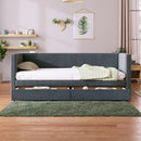 Corduroy Daybed With Two Drawers And Wood Slat
