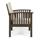 Casa Acacia Wood Club Chairs (Set of 2) With Water Resistant Cushions - Gray / Cream