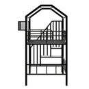 Metal Loft Bed with roof design and a storage box, Twin, Black