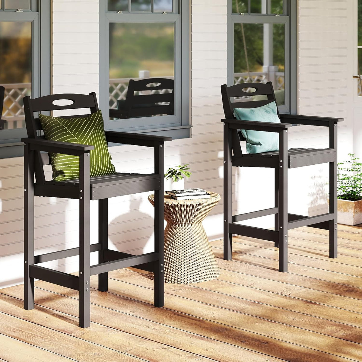 Crefise Tall Adirondack Bar Chairs, Set of 2 - Grey
