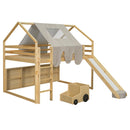 Loft Bed With House Shaped Frame And Tent