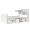 Captain Platform Bed Frame With Bookcase Headboard, 4 Drawers, Storage Shelves