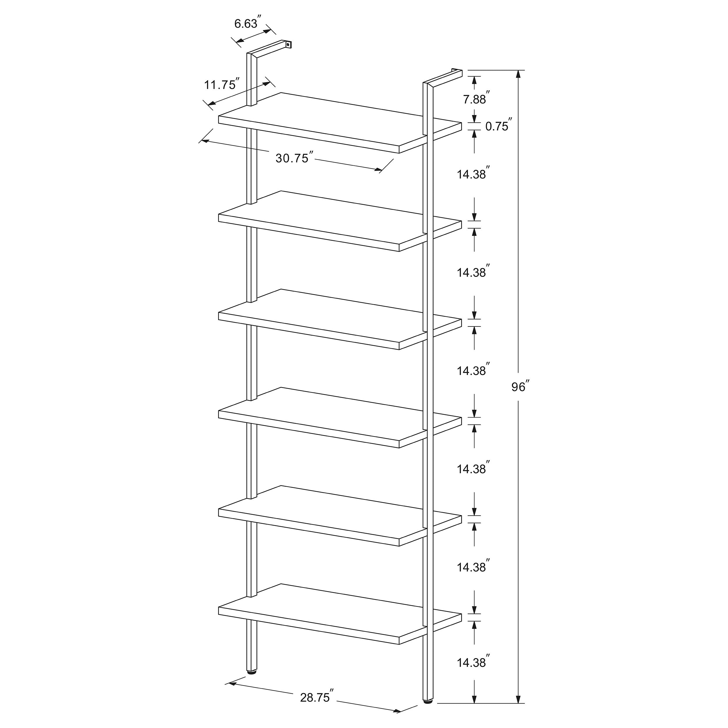Owens 96-inch 6-shelf Wall Bookshelf Walnut — view 11