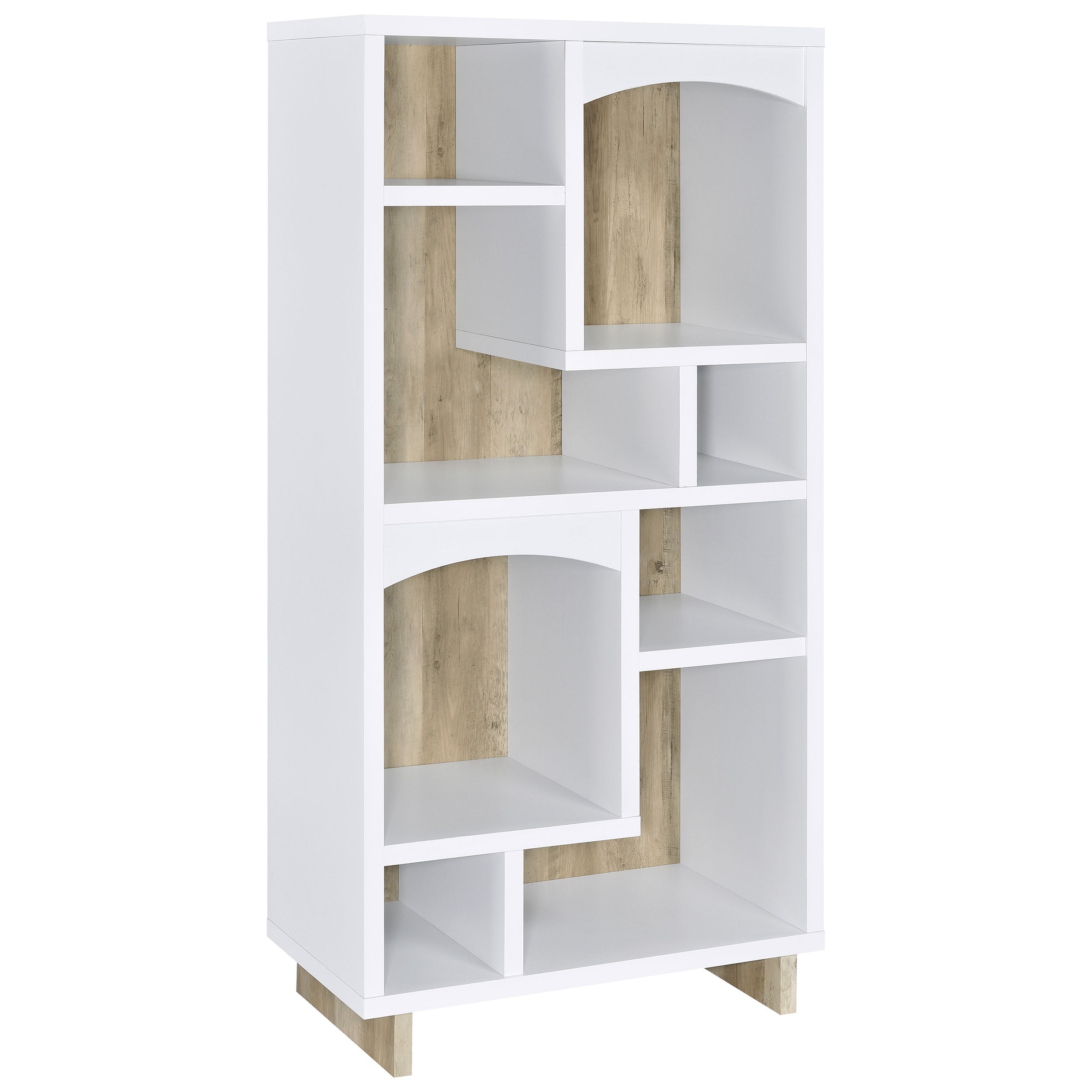 Dalton 65-inch 6-shelf Bookcase White and Distressed Pine — view 1