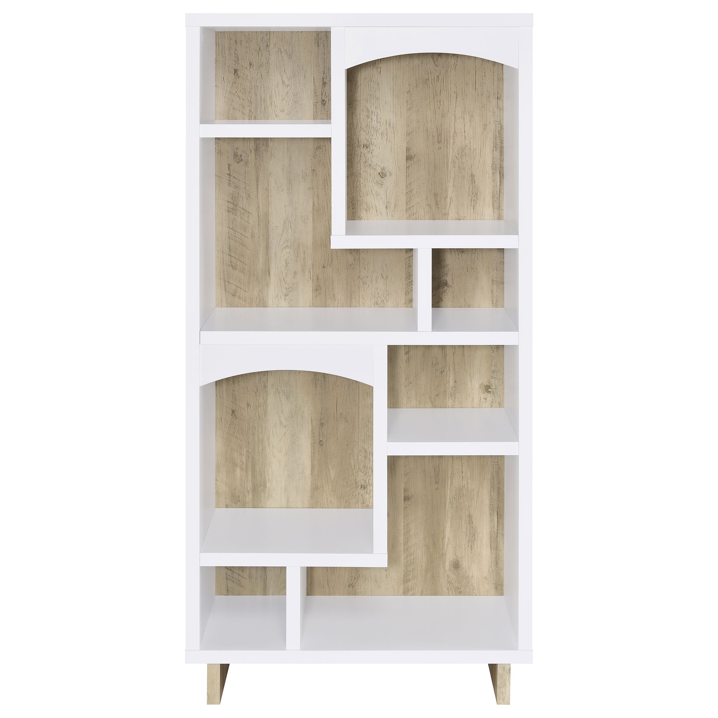 Dalton 65-inch 6-shelf Bookcase White and Distressed Pine — view 3