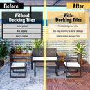 Interlocking Deck Tiles Striped Pattern, Waterproof Anti Mildew Brown