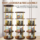 5 Tier 360 Rotating Bookshelf, Display Round Floor Standing Swivel Bookcase For Bedroom - Golden