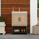 Modern Freestanding Bathroom Vanity With Ceramic Sink, Hot And Cold Faucet, Storage Cabinet & Open Shelf