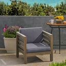 Outdoor Acacia Wood Patio Chair With Fabric Cushion