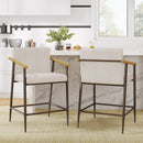 Mid Century Modern Counter Stool Set With Iron Frame