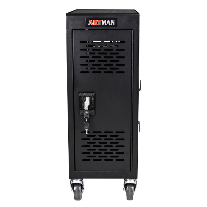 16 Bay Mobile School Charging Cart Station For Chromebook, Tablet And Laptop Computer With Power Strip Included