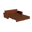 3 In 1 Convertible Sleeper Sofa With Nailhead Trim & Rolled Arm