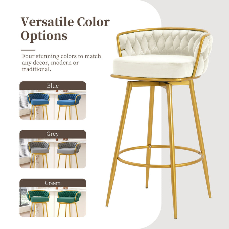 Modern Low Back Upholstered Counter Height Bar Stools (Set of 2)