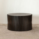 Cylindrical Coffee Table With Vertical Texture Relief