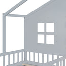 House Bed With Sofa, Kids Platform Bed With 2 Drawers And Storage Shelf