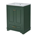 Bathroom Vanity With Ceramic Sink Combo, Modern Freestanding Storage Cabinet With Silver Handles