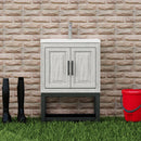 Modern Freestanding Bathroom Vanity With Ceramic Sink, Hot And Cold Faucet, Storage Cabinet & Open Shelf