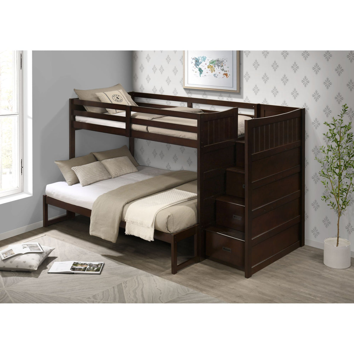 Sami Step Bunk With Right Headboard in Dark Brown by Elements International, view 32