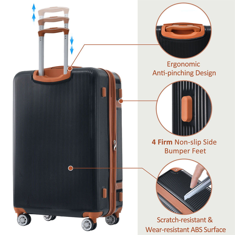 Hardshell Luggage Sets 3 Piece Double Spinner 8 Wheels Suitcase With Tsa Lock Lightweight 20''24''28''