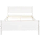 Queen Size Wood Platform Bed with Headboard and Wooden Slat Support (White)