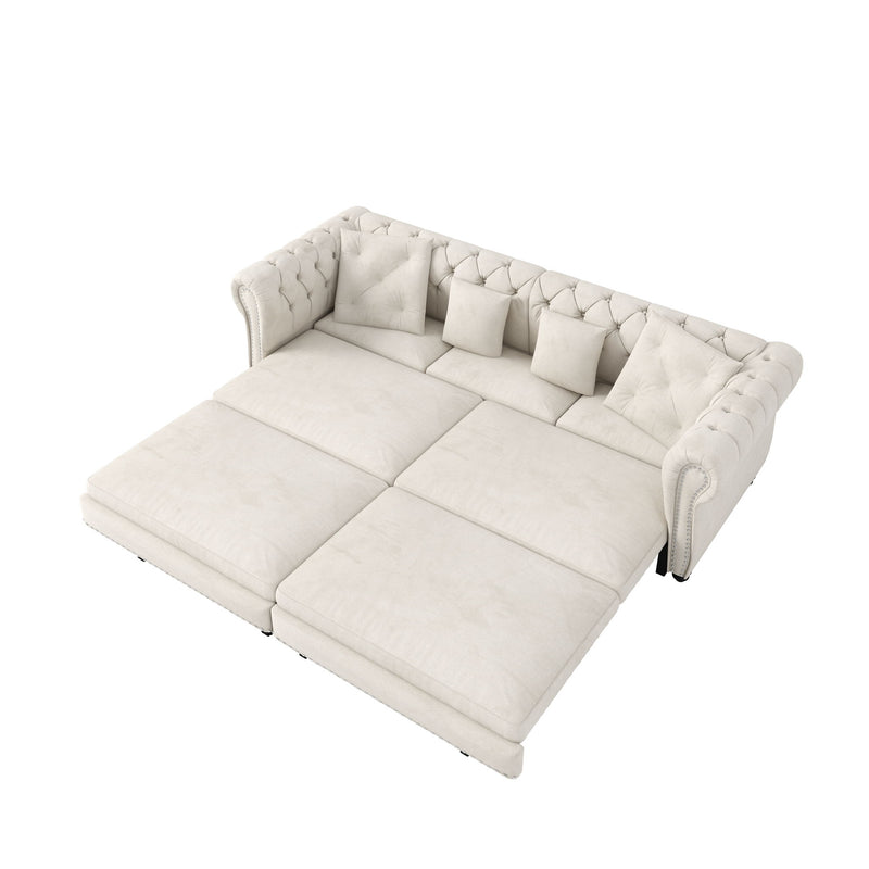 3 In 1 Pull Out Sofa Bed With Movable Ottoman