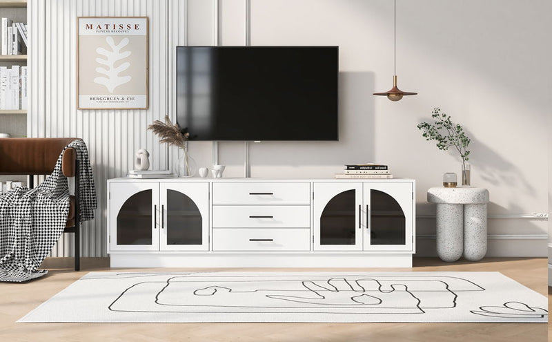 Modern Minimalist TV Stand For TVs Up To 75" With Adjustable Shelves
