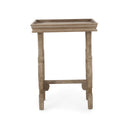 French Country Style Accent Table With Ornate Stretcher Base - Natural