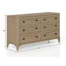 Modern 6 Drawer Dresser - Sand