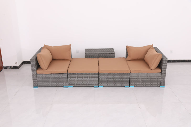 Patio Sofa Daybed With Cushions - Brown