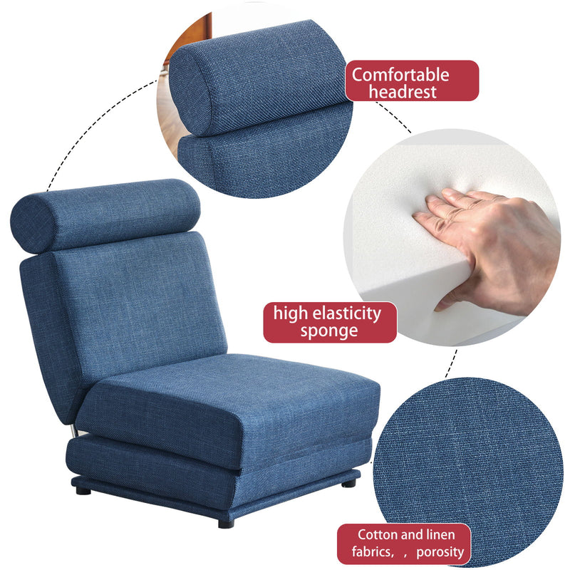 Single Sofa Chair Foldable Single Sofa Bed With Pillow, Portable Foldable Sofa Bed, Leisure Sofa Chair, Easy To Store, Made Of Breathable And Wearable Linen