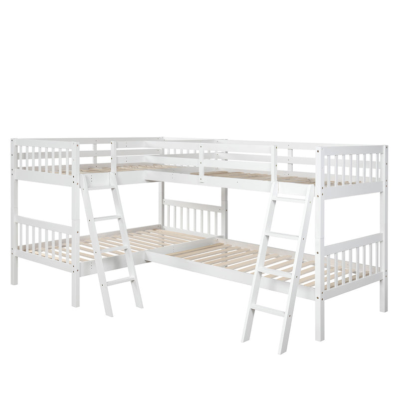 L-Shaped Bunk Bed with Ladder,Twin Size-Gray(OLD SKU :LP000020AAK)