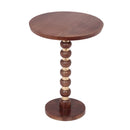 Modern Mango Wood Round End Table With Gold Accents, Solid Wood - Honey