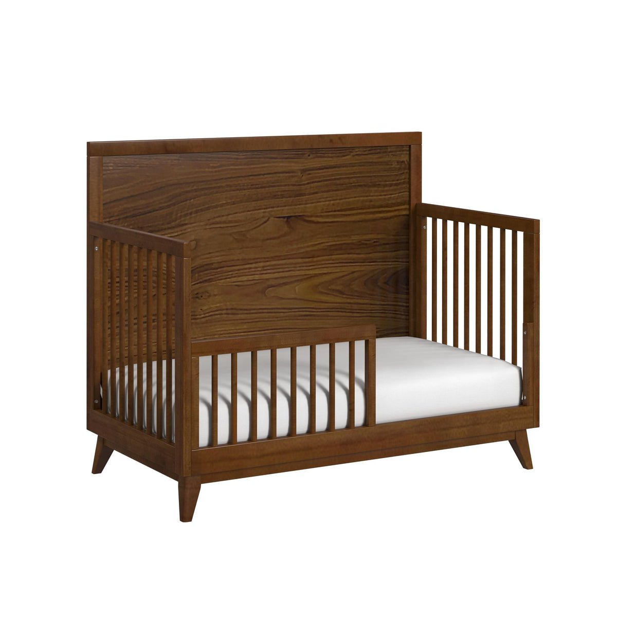Malia Crib With High Headboard And Guardrail in Walnut by Elements International, view 6