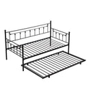 Twin Size Metal Daybed with Pull Out Trundle, Modern 2 in 1 Sofa Bed Frame for Kids Teens Adults,Single Daybed Sofa Bed Frame for Bedroom Living Room Guest Room,No Box Spring Needed