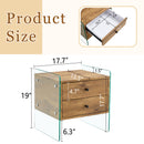 Double Drawer Bedside Table - Wood