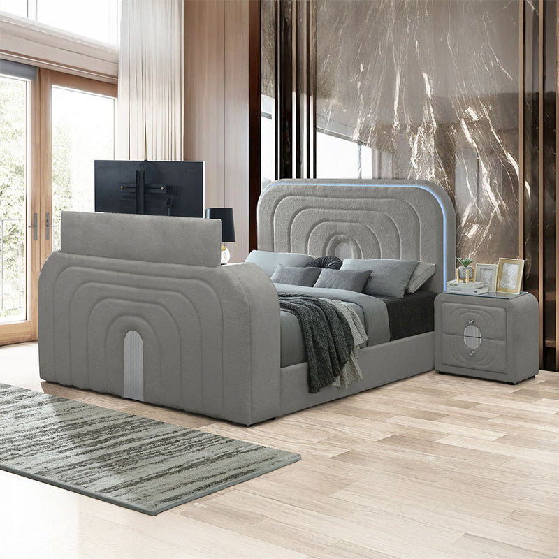 Shelyn - Bed With Led, TV Stand, Fireplace & Bluetooth