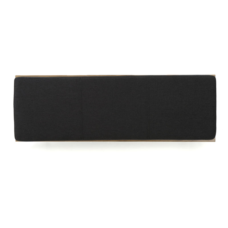Upholstered Bench With Hairpin Legs - Charcoal Gray