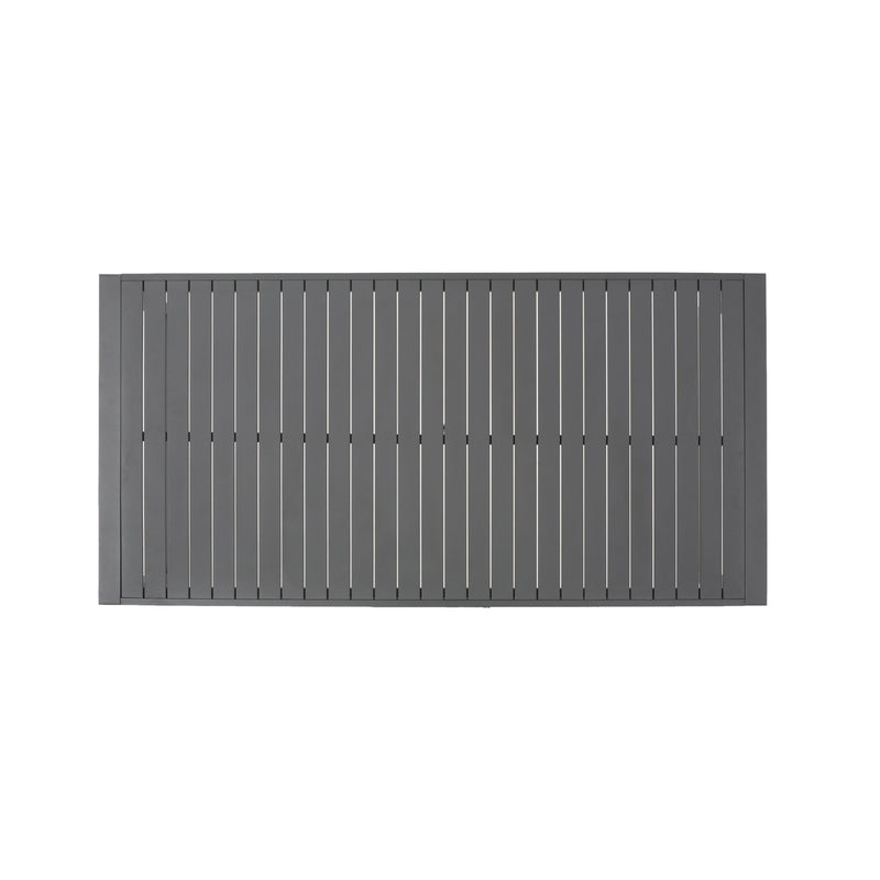 Modern Outdoor Aluminum Rectangular Dining Table With Slatted Top