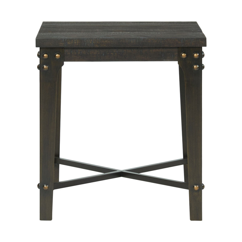 Factory - Square End Table With Usb - Light Brown