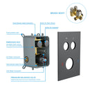 Dual Shower Head System With Square Rain Shower And Rough In Valve