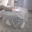 Diamond - Handcrafted Faux Yarn Pouf - Ivory / Gray