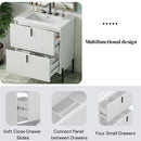Fluted Bathroom Vanity With Ceramic Sink, Freestanding Design