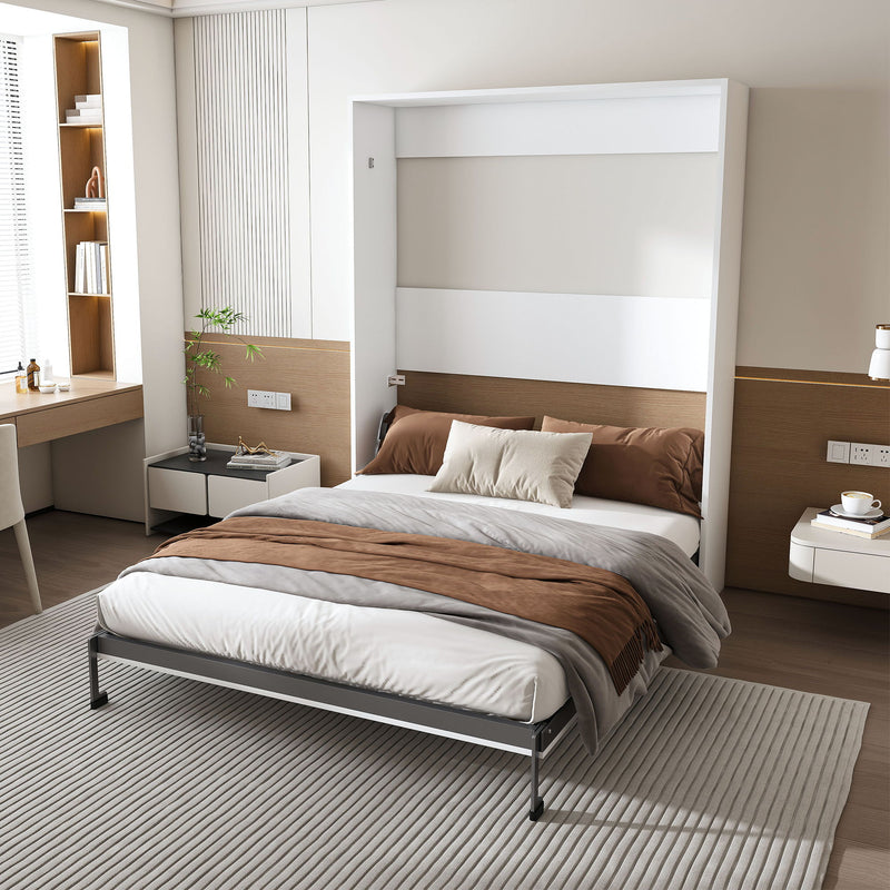 Queen Murphy Bed, Space Saving Design - White