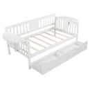 Twin size Daybed with Two Drawers, Wood Slat Support, White