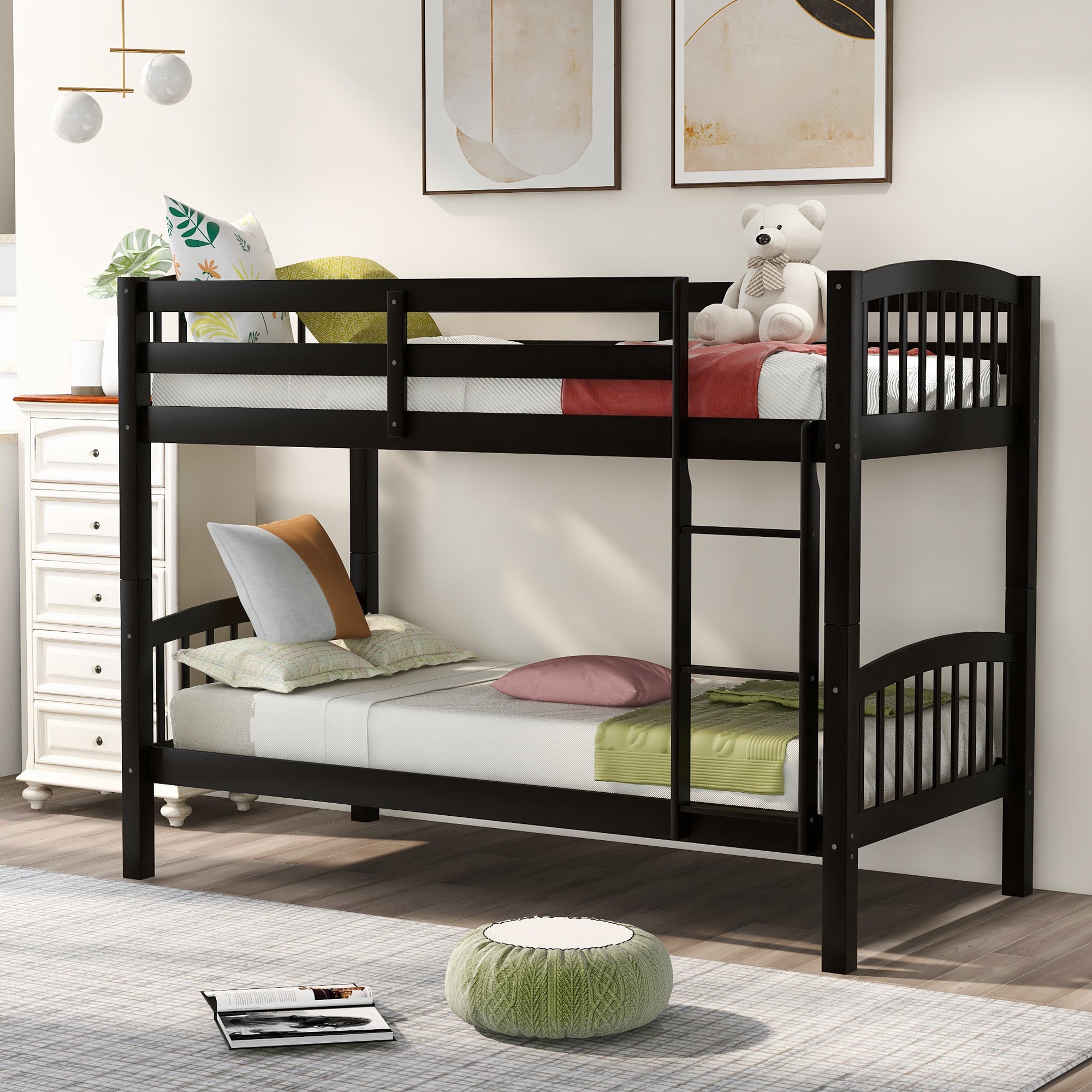 Twin Over Twin Bunk Bed with Ladder,Espresso ( OLD SKU: LP000066AAP)