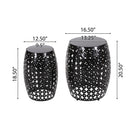 Modern Outdoor Metal End Table Set With Durable Iron Frame - Black