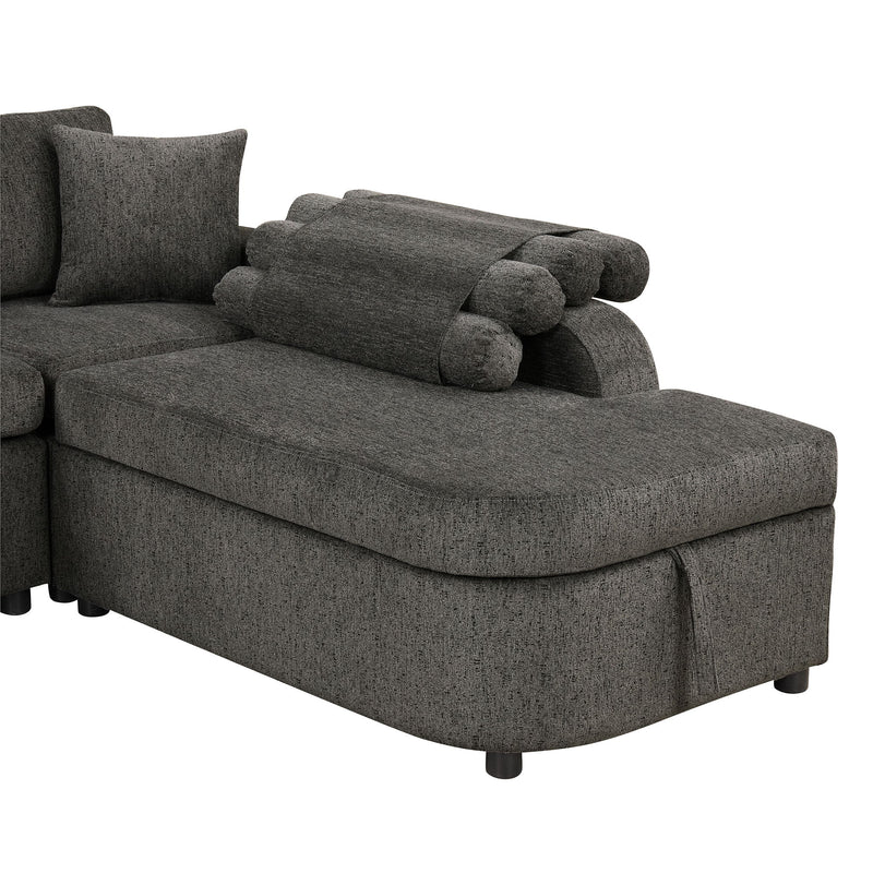 L-Shaped Couch Sectional Sofa With Storage Chaise, Cup Holder And USB Ports For Living Room